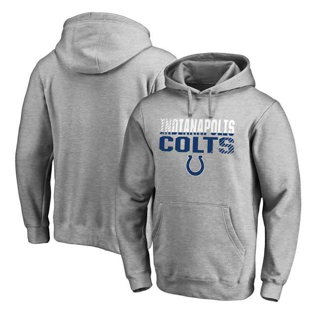 Indianapolis Colts NFL Pro Line by Fanatics Branded Ash Iconic Collection Fade Out Pullover Hoodie 90Hou